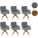 6er-Set Esszimmerstuhl HWC-Q36, Küchenstuhl Stuhl, drehbar Stoff Chenille (680g/m2) Öko-Tex Holz MVG ~ senfgelb