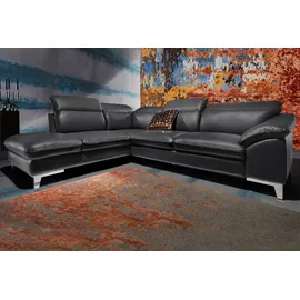Cotta Ecksofa "Teresa L-Form", schwarz, B:293cm H:84cm T:232cm, Luxus-Kunstleder;NaturLeder, im Rücken mit schwarzem Spannstoff bezogen, Sofas, Ecksofa, mit Kopfteilverstellung, wahlweise mit Bettfunktion
