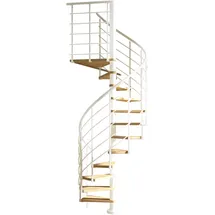 DOLLE Spindeltreppe Oslo Ø 160 cm Metallelemente Weiß 11 Stufen Eiche FSC®