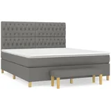 vidaXL Boxspringbett mit Matratze Dunkelgrau 180x200 cm Stoff