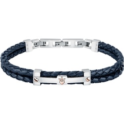 Maserati Armband Edelstahl, Leder, recycelt blau Herren 