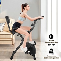 Heimtrainer - BIGZZIA 2-in-1 faltbares Heimtrainer mit Arm-Widerstandsbändern und 8 verstellbaren Magnetwiderständen, Fahrrad mit Herzfrequenzmes...