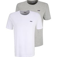 Fila Herren T-Shirt, BROD Tee, Rundhals, Kurzarm, Logo Weiß/Grau XL