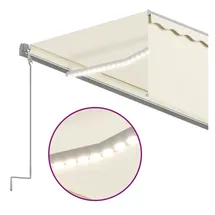 vidaXL Markise Automatisch mit Rollo LED Windsensor 5x3 m Creme