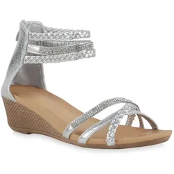 Damen Keilsandaletten in Silber
