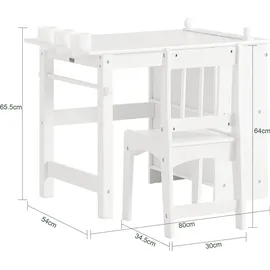 SoBuy Kindersitzgruppe KMB60 1 Tisch 1 Stuhl Kiefer weiß