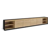SKRAUT HOME Lowboard 310x50x37 cm Schwarz Holzwerkstoff