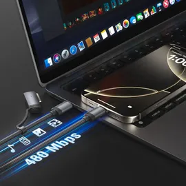 4smarts USB-C auf USB-C Adapter 2 m Schwarz/Grau