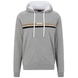 BOSS Kapuzensweatshirt Authentic Hoodie mit Streifen und Logo-Schriftzug grau L