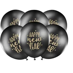 6 Luftballons Silvester schwarz