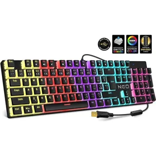 Connect IT CKB-3570-CS, Kabelgebunden, USB, Mechanischer Switch, QWERTY, LED, Schwarz - Schwarz