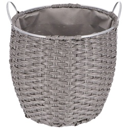 Kaminholzkorb „Rattan“ 36 Liter, Ø 35 cm, hellgrau, Schmutzfang