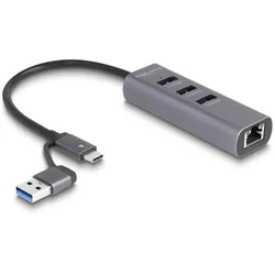 Delock Hub - 5 Gbps, mit USB Typ-C oder USB Typ-A Anschluss, im Metallgehäuse