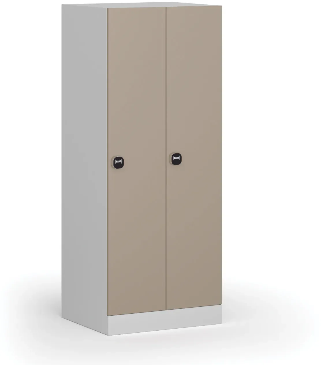 Metallspind S1, niedrig, 2 Abteile, 1500 x 600 x 500 mm, RFID-Schloss, beige Tür