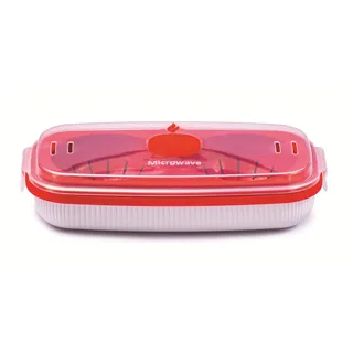 Snips, Eierkocher - Omelettkocher für die Mikrowelle, Eierkocher Mikrowelle 0,75 l, 24 x 12,5 x 6 cm, Eierkocher 2 Eier Farbe Weiß und Rot, Hergestellt in Italien