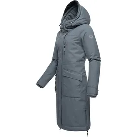 Ragwear Damen Langer Wintermantel Warmer wasserdichter Parka mit Schlüsselanhänger Refutura Remake Grey Gr. 3XL - 3XL