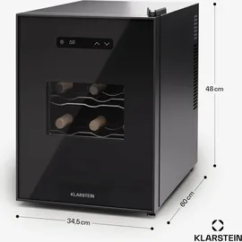 Klarstein Freistehender Weinkühlschrank 1 Zone, Getränkekühlschrank Klein, Kleiner Weinschrank, Wein-Kühlschrank Klein mit Glastür, Indoor/Outdoor