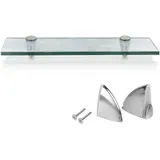 Vingo - swanew Glasregal Wandregale mit Halterung Glasboden Badregal Bad Ablage Glasablage Regal Glas Badablage Glasscheibe Halterung Regale Klarglas