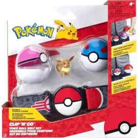 Pokémon Evoli Clip ‘N’ Go Gürtel-Set - Evoli Battle Figur mit Superball, Sympaball und Gürtel