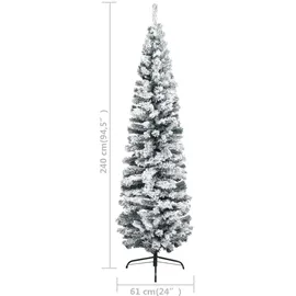vidaXL Künstlicher Weihnachtsbaum Schlank mit Schnee Grün 240 cm PVC