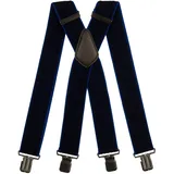 Olata Extra Breite Hosenträger für Herren – 5 cm breit, Robust und Verstellbar mit Stabilen Clips, Ideal für Arbeit und Elegante Outfits. Schwarz/Königsblau (Schwarz Clips) - Einheitsgröße