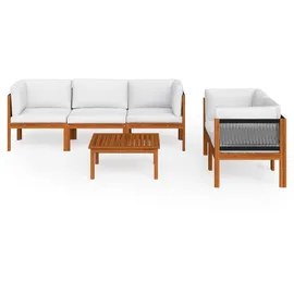 vidaXL Garten-Lounge-Set 6-tlg. cremefarbenes Holz Akazie