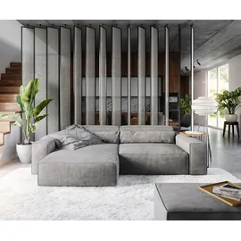 DeLife Ecksofa Sirpio XL 270x170 cm Mikrofaser Taupe Recamiere variabel mit Hocker