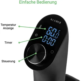 Klamer Sous Vide Stick, 1200 Watt IPX7 wasserdichter Sous Vide Garer mit 3D Zirkulation und 20-95°C Temperaturregelung, Schongarer Timerfunktion und LED Display