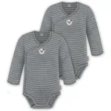 normani Outdoor Sports 2er Pack Doppelpack Baby-Body Merino Wickelbody in Grau gestreift | Gr.: 74