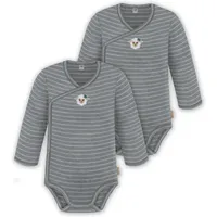 normani Outdoor Sports 2er Pack Doppelpack Baby-Body Merino Wickelbody in Grau gestreift | Gr.: 74