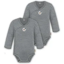 normani Outdoor Sports 2er Pack Doppelpack Baby-Body Merino Wickelbody in Grau gestreift | Gr.: 74