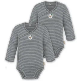 normani Outdoor Sports 2er Pack Doppelpack Baby-Body Merino Wickelbody in Grau gestreift | Gr.: 74