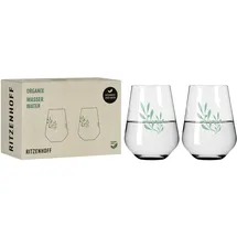 Ritzenhoff & Breker RITZENHOFF 3923001 Wasserglas 500 ml 2er Set - Organix Nr. 1 - organische Farbe Grün, 45% recyceltes Glas - Made in Germany