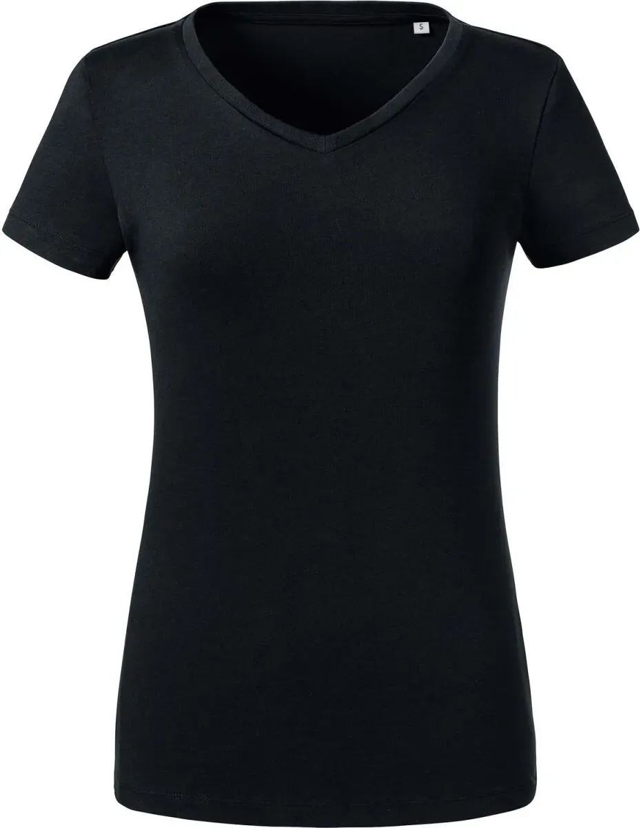 Russell Damen Bio V-Ausschnitt T-Shirt R-103F-0 black XS
