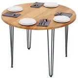 LAMO Manufaktur Esstisch Esstisch rund 100 cm Stärke: 28mm, Farbe: Dunkel, Beine: Anthrazit (1 Tisch), Wohnzimmertisch Holz, Bistrotisch Runder Tisch für Küche, Restaurant schwarz 100 cm x 2.8 cm