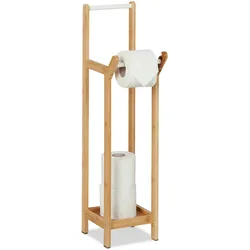 Relaxdays Toilettenpapierhalter stehend, Bambus, ohne Bohren, Ersatzrollenhalter Toilettenpapier, 72x17,5x24 cm, natur
