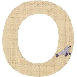 RICE Raffia Buchstaben Sticker, O, Seehund