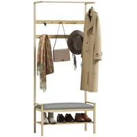 Homcom Garderobenständer mit Schuhbank, Kleiderständer mit Haken, Schuhregal, Garderobe