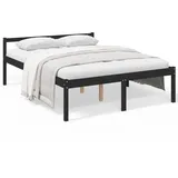 vidaXL Seniorenbett Schwarz 150x200 cm Massivholz Kiefer