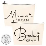 NewZC Schwangerschaft Geschenke für Werdende Mütter - 2 Stück Mama und Baby Kram Tasche mit Reißverschluss Geschenk zur Babyparty Lustige Geschenke für Schwangere mit Silber Lustige Entscheidungsmünze