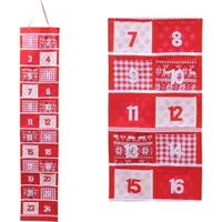 Adventskalender Filz 170 cm Kalender Weihnachten Nikolaus zum Befüllen wiederverwendbar Stoff , Farbe:Rot - Rot