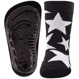 Ewers Stoppersocken Sterne, Socken mit Antirutschsohle für Mädchen und Jungen, Anti-Rutsch-Socken mit Gummisohle, MADE IN GERMANY, 1 Paar rutschfeste Kindersocken, Schwarz, Größe 21-22