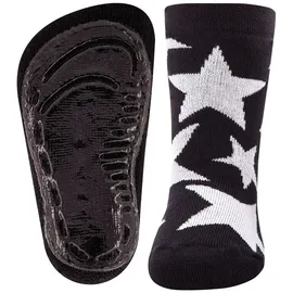 Ewers Stoppersocken Sterne, Socken mit Antirutschsohle für Mädchen und Jungen, Anti-Rutsch-Socken mit Gummisohle, MADE IN GERMANY, 1 Paar rutschfeste Kindersocken, Schwarz, Größe 21-22