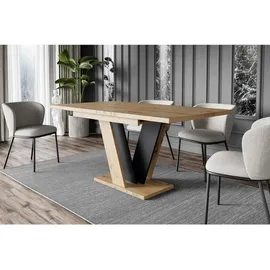 altdecor Esstisch 120-160 x 90 x 75 cm Artisan Eiche Optik/schwarz