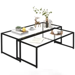 HOMCOM Couchtisch Glas, Stahl