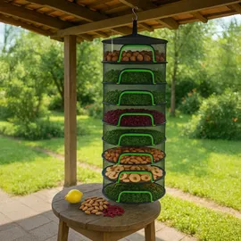 Relaxdays Trockennetz faltbar, Dörrnetz Ebenen für Kräuter, Obst, Gemüse, Fischtrockner zum Aufhängen,