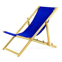 Gartenliege aus Holz Liegestuhl Relaxliege Strandliege mit Absicherungssystem 2 Stück (blau)