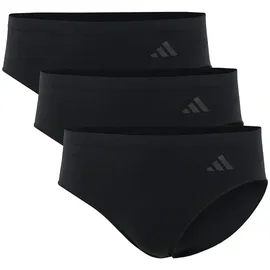adidas Damen Slips, 3er Pack - Sport Active Seamless, Hipster, Unterwäsche, Logo, einfarbig Schwarz XL