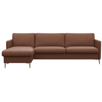 FLEXLUX Ecksofa »Fiore, super Sitzkomfort durch Kaltschaum im Sitz, L-Form«, schmale Armlehnen, Füße Alu+ Eiche braun