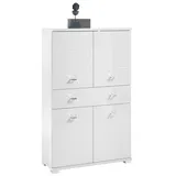 BASIC by Balculina Livetastic Midischrank weiß Kunststoff, 2 Fächer, 1 Schubladen, 76x123x31 cm Made in EU, stehend, Badezimmer, Badezimmerschränke, Midischränke
